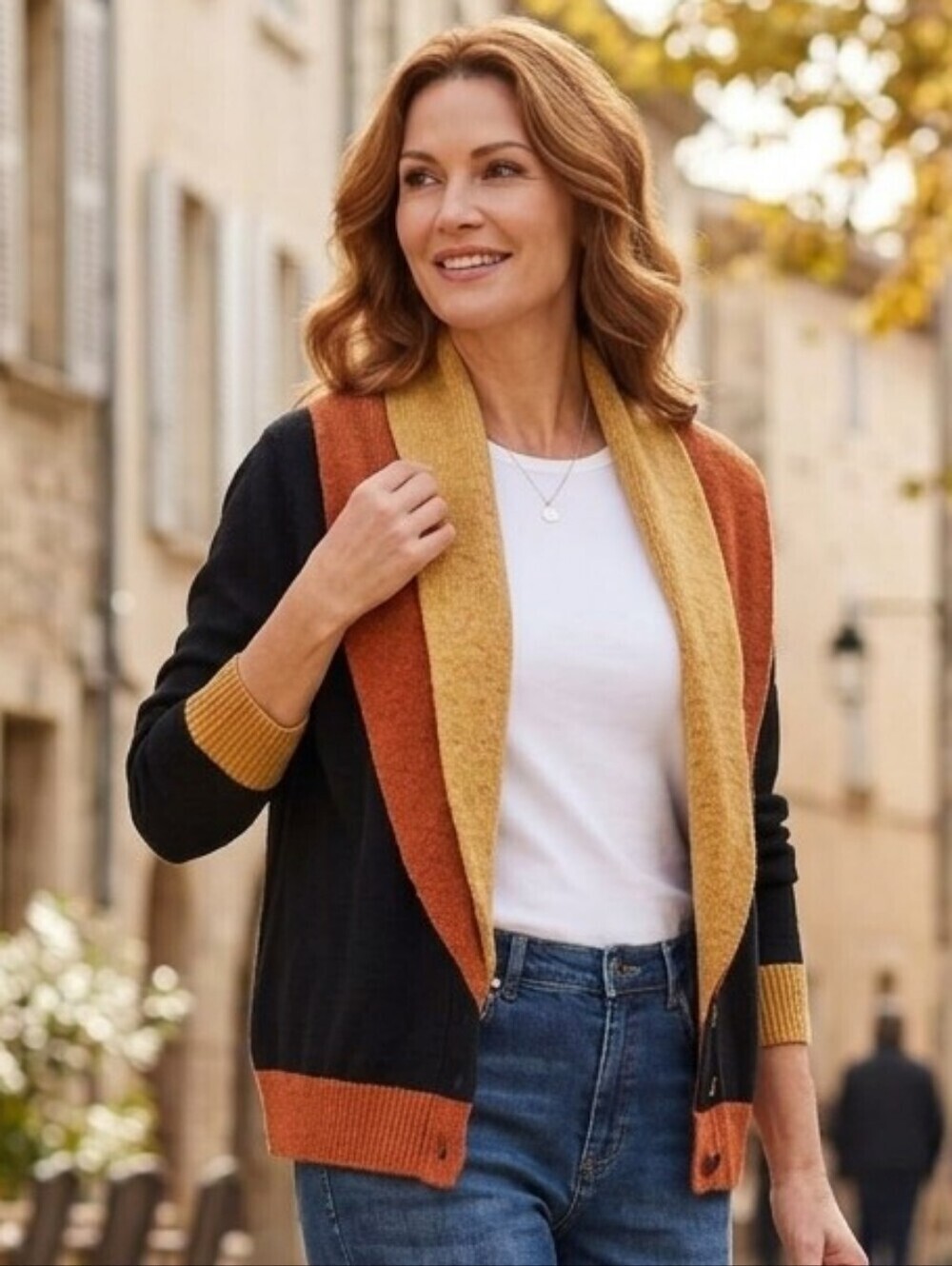 JOYE + FUN Vintage Layered Shawl Collar Lambswool Cardigan, Made in Hong Kong
